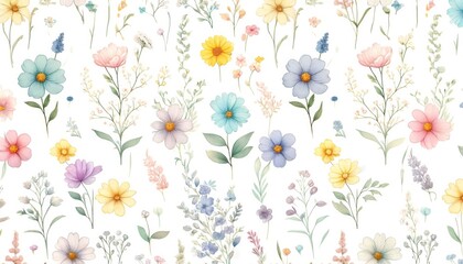 Soft Pastel Floral Pattern Illustration Background.