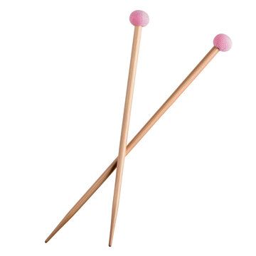 Pair of knitting needles with yarn isolated on white and transparent background