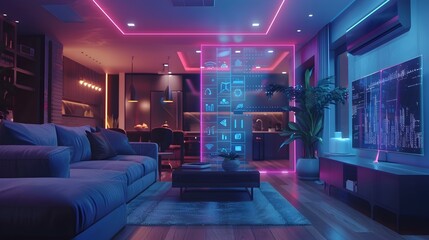 Futuristic Holographic Home Seamless of Smart Technology for a Luxurious Lifestyle