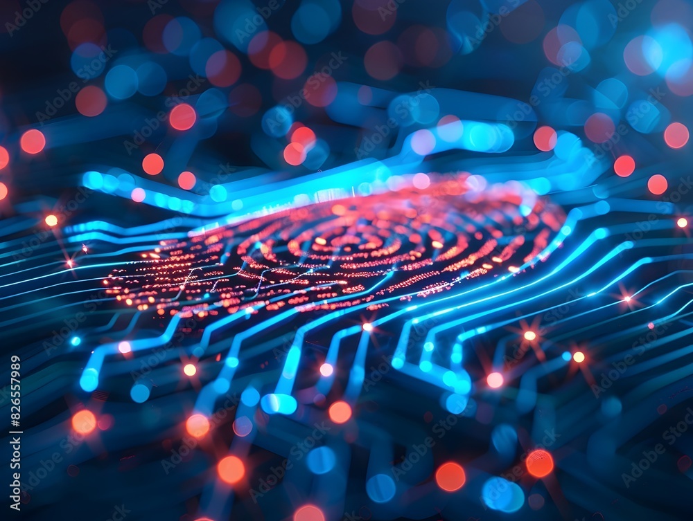 Poster futuristic biometric security fingerprint scanning system for secure access and authentication