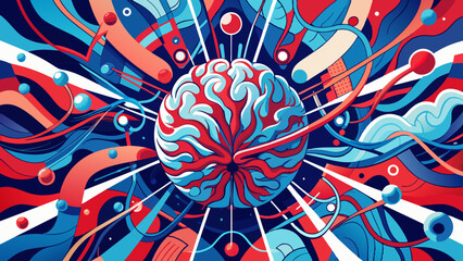 Abstract Colorful Brain Concept Illustration with Dynamic Patterns
