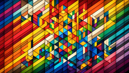 An abstract geometric background in rainbow colors associated with LGBT