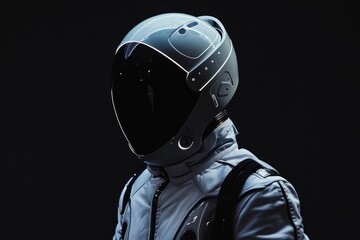 Silhouette of Astronaut Helmet Against Dark Background