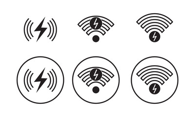 wireless charging icon sign set, fast charge symbol icon, Charge electrical energy wireless icon symbol