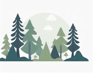 Obraz premium forest vector icon on white background, trees nature logo