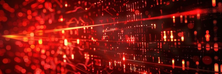 Obraz premium Digital Background Neural Networks Abstract Red Light
