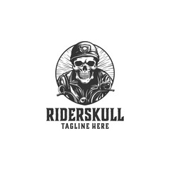 Rider skull logo vector illustration