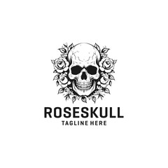 Rose skull logo vector illustration