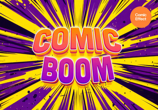 Violet And Yellow Comic Text Effect With Generative AI