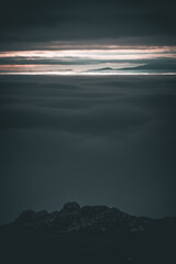 Over the Clouds at Hohe Wand in Austria, Scenic and Dramatic Sunset Landscape in Lower Austria