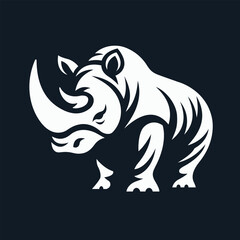 a white rhino vector with a black background