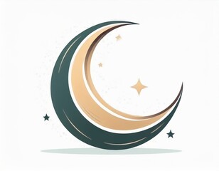 crescent moon vector icon on white background, logo, planet
