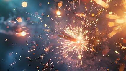 Obraz premium fireworks in the night, fireworks background, colored fireworks wallpaper, fireworks in the dark