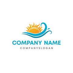 Sea sun logo design, vector logo design, illustration 