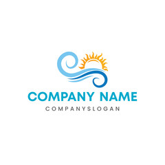 Sea sun logo design, vector logo design, illustration 