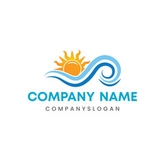 Obraz premium Sea sun logo design, vector logo design, illustration 