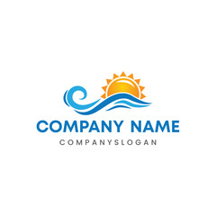 Sea sun logo design, vector logo design, illustration 