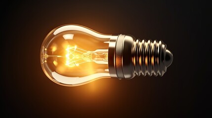 Spotlight Shining to the Golden. Lightbulb. 3D rendering.