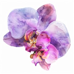 A beautiful watercolor painting of a purple orchid