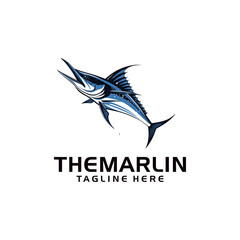 The marlin,vintage logo vector illustration