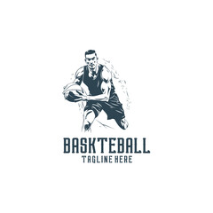 Basketball athlete logo vector illustration