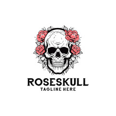 Rose skull logo vector illustration
