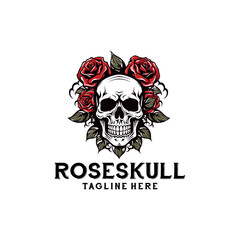 Rose skull logo vector illustration