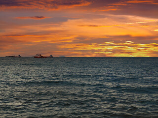 The scenery image of Seascape under the dramatic sky