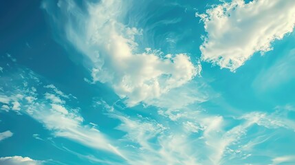 Clouds in Blue Sky Drift with the Wind