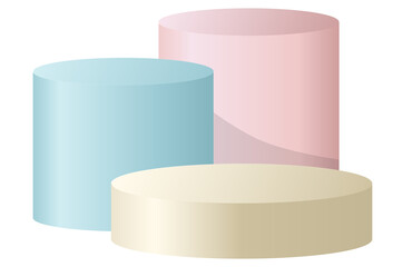 Pastel 3 cylinder pedestal stand clean style on floor