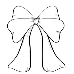 hand drawn bows and ribbons in line style, doodle line beautiful bow. Decorative holiday symbols for birthday, wedding celebration decoration. Vector illustration