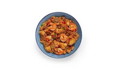 Jambalaya, Creole dish, American pilaf, rice with chicken and shrimp, vegetables, homemade, no people,