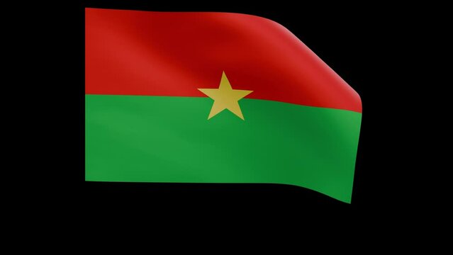 Burkina Faso flag 4k 3d render of a waving nation banner fluttering in the wind symbolises the country with transparent alpha channel mask for free space and isolated background no flagpole