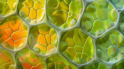 Magnified image of plant cell walls, emphasizing their structure and function in providing support and protection