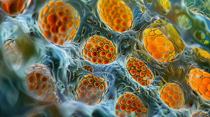 Magnified image of plant cell walls, emphasizing their structure and function in providing support and protection