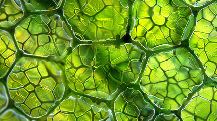 Magnified image of plant cell walls, emphasizing their structure and function in providing support and protection