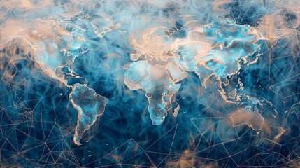 A wallpaper with copyspace of a world map with global connections