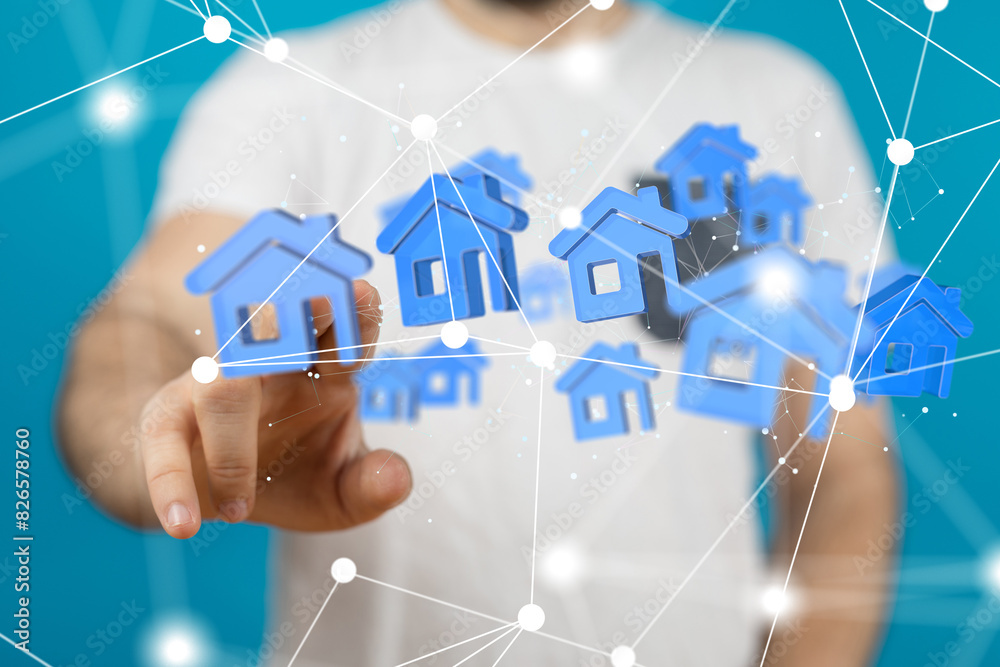 Poster house. data big data visualization background.abstract technology