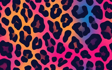 Obraz premium A vibrant and colorful leopard print pattern with shades of pink, orange, and blue.