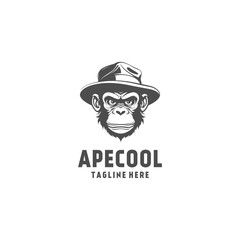 Ape with hat logo vector illustration