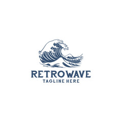 Retro waves logo vector illustration