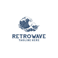 Retro waves logo vector illustration