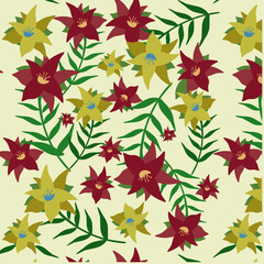 Flowered seamless pattern. Vector illustration