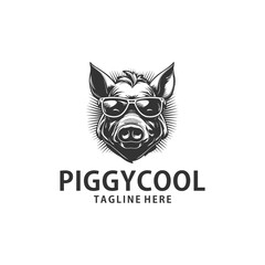 Piggy cool logo vector illustration