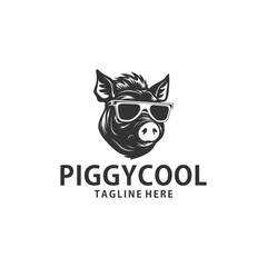 Piggy cool logo vector illustration