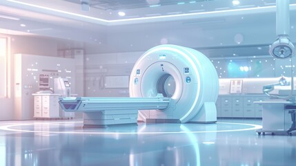 State-of-the-art MRI machine in a modern medical facility designed for precise diagnostic imaging and enhanced patient care. Generative Ai.