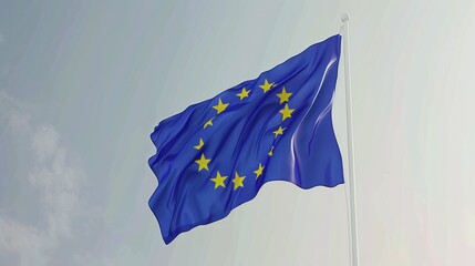 European Union flag waving in the wind.