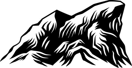 A pile or outcrop of stone rocks or a boulder stones rock pile illustration in a vintage woodcut style