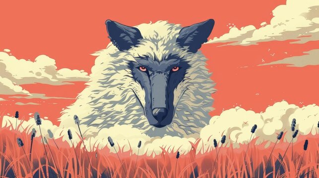 deceptive wolf in sheeps clothing symbolic animal fable illustration
