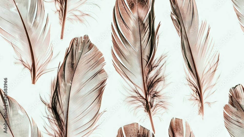 Canvas Prints   A close-up of feathers on white background with black-and-white photography